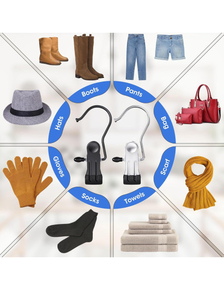 60 Clips para Colgar Botas Besslly - Organizador de Closet Plata