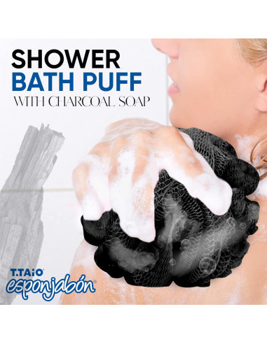 Esponja de Baño T.Taio con Jabón de Carbón - Exfoliante Lufa