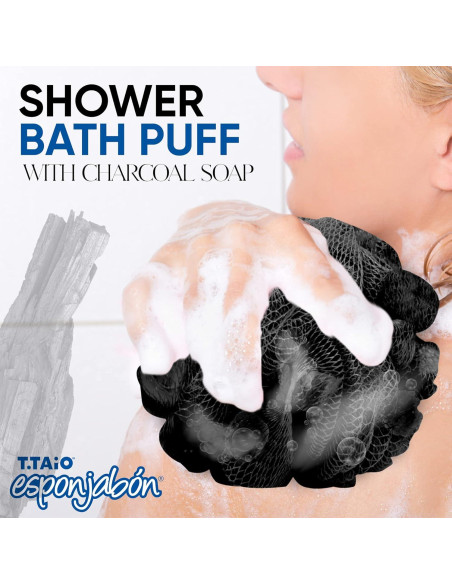 Esponja de Baño T.Taio con Jabón de Carbón - Exfoliante Lufa