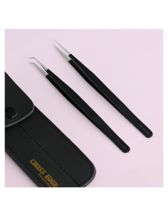 Set de Pinzas para Extensiones de Pestañas Cross Edge - Acero Inoxidable