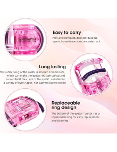 Rizador de Pestañas Portátil FYB Mini Rosa - 2 Pcs 2