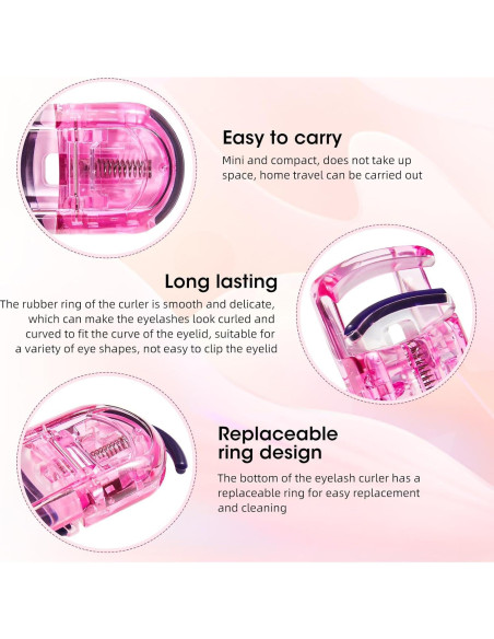 Rizador de Pestañas Portátil FYB Mini Rosa - 2 Pcs