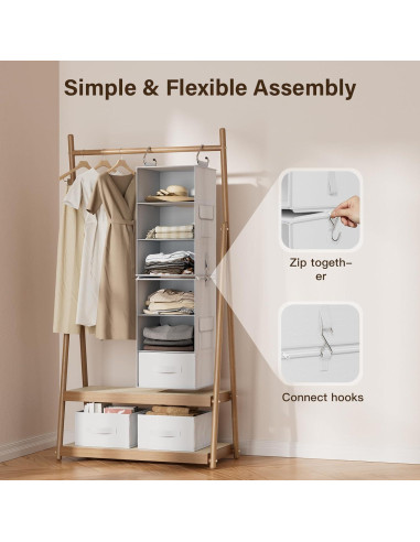 Organizador de Closet Colgante Pipishell 6 Estantes Blanco