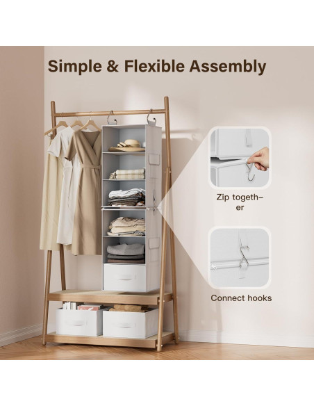 Organizador de Closet Colgante Pipishell 6 Estantes Blanco