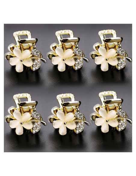 Clips de Pelo Brillantes ANBALA - Set de 6 Mini Pinzas con Rhinestones