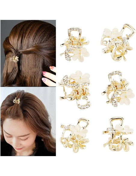 Clips de Pelo Brillantes ANBALA - Set de 6 Mini Pinzas con Rhinestones