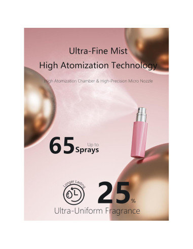 Atomizador de Perfume Recargable Perfume Pod ATOM01 Rosa 5ml