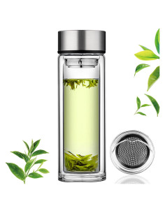 Botella Infusor de Té PARACITY 350ml Doble Pared a Prueba de Fugas