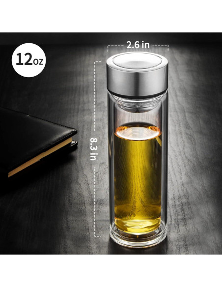 Botella Infusor de Té PARACITY 350ml Doble Pared a Prueba de Fugas