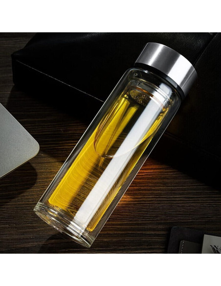 Botella Infusor de Té PARACITY 350ml Doble Pared a Prueba de Fugas