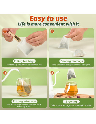 300 Bolsas de Té Desechables TOINSIX 9x7 cm para Infusiones