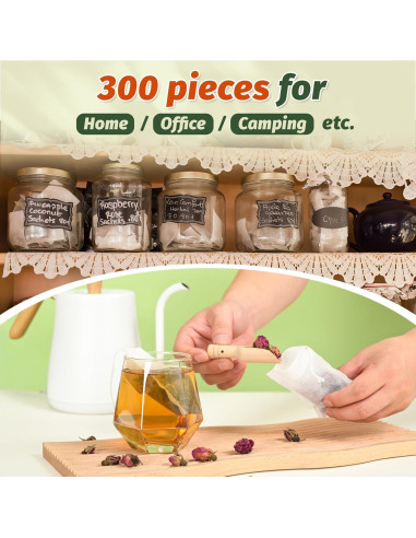 300 Bolsas de Té Desechables TOINSIX 9x7 cm para Infusiones