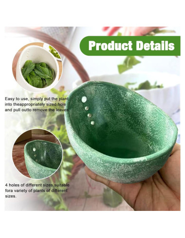 Tazón Deshojador de Hierbas Cerámica Eastrpupira Verde 10 cm