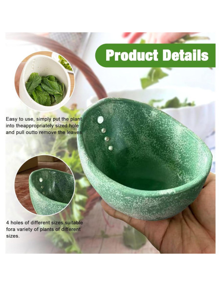 Tazón Deshojador de Hierbas Cerámica Eastrpupira Verde 10 cm