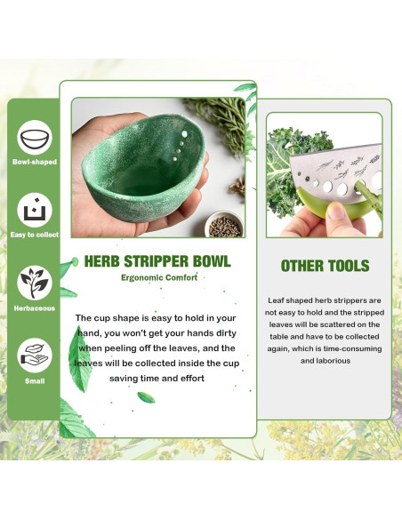 Tazón Deshojador de Hierbas Cerámica Eastrpupira Verde 10 cm