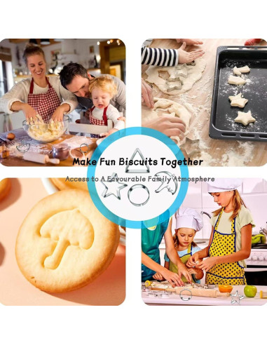 Kit de Cortadores de Galletas Jvtoo - Acero Inoxidable, 6 Piezas