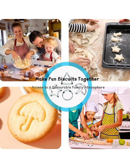 Kit de Cortadores de Galletas Jvtoo - Acero Inoxidable, 6 Piezas