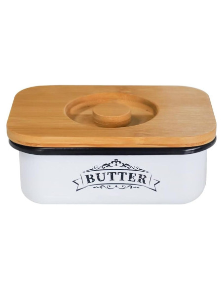 Tazón de Mantequilla SOTECH con Tapa de Bambú Estilo Granja