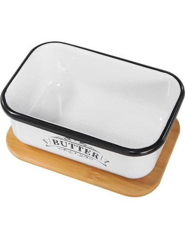 Tazón de Mantequilla SOTECH con Tapa de Bambú Estilo Granja