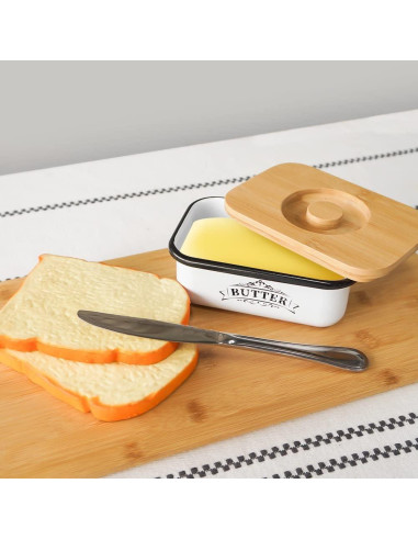 Tazón de Mantequilla SOTECH con Tapa de Bambú Estilo Granja
