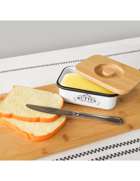 Tazón de Mantequilla SOTECH con Tapa de Bambú Estilo Granja