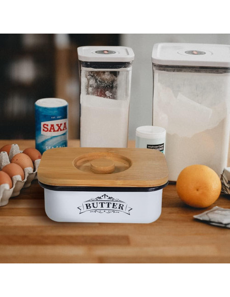 Tazón de Mantequilla SOTECH con Tapa de Bambú Estilo Granja