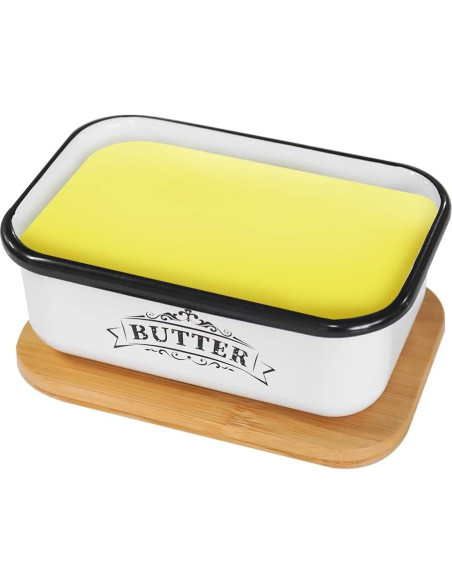 Tazón de Mantequilla SOTECH con Tapa de Bambú Estilo Granja