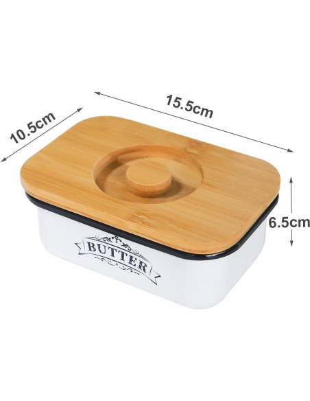 Tazón de Mantequilla SOTECH con Tapa de Bambú Estilo Granja