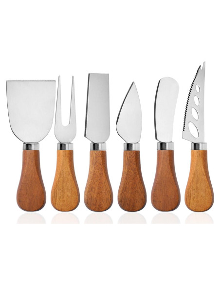 Juego de cuchillos para queso Linwnil 6 piezas acero inoxidable