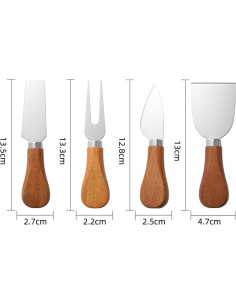 Juego de cuchillos para queso Linwnil 6 piezas acero inoxidable 2