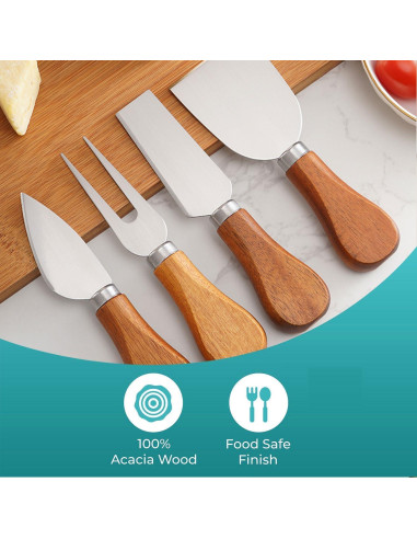 Juego de cuchillos para queso Linwnil 6 piezas acero inoxidable