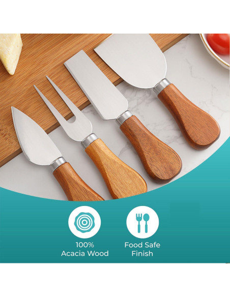 Juego de cuchillos para queso Linwnil 6 piezas acero inoxidable
