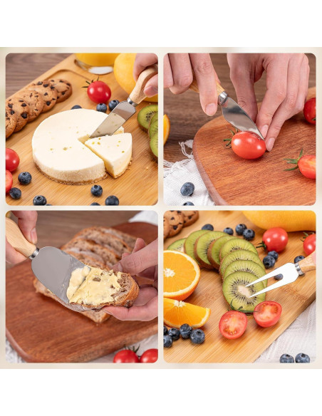 Juego de cuchillos para queso Linwnil 6 piezas acero inoxidable