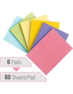 Notas Adhesivas Mr. Pen - 6 Blocs 60 Hojas Pastel 7.6x10.2 cm 2