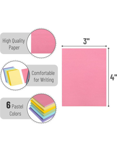 Notas Adhesivas Mr. Pen - 6 Blocs 60 Hojas Pastel 7.6x10.2 cm