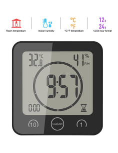 Reloj de Ducha Digital Sunsbell con Termómetro y Temporizador 2