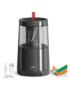 Afilador Eléctrico de Lápices Deli Negro Automático USB