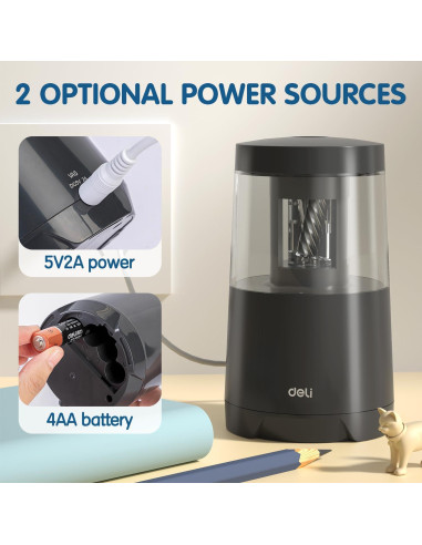 Afilador Eléctrico de Lápices Deli Negro Automático USB