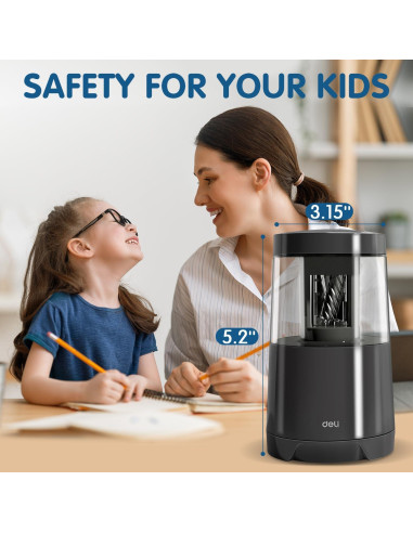 Afilador Eléctrico de Lápices Deli Negro Automático USB