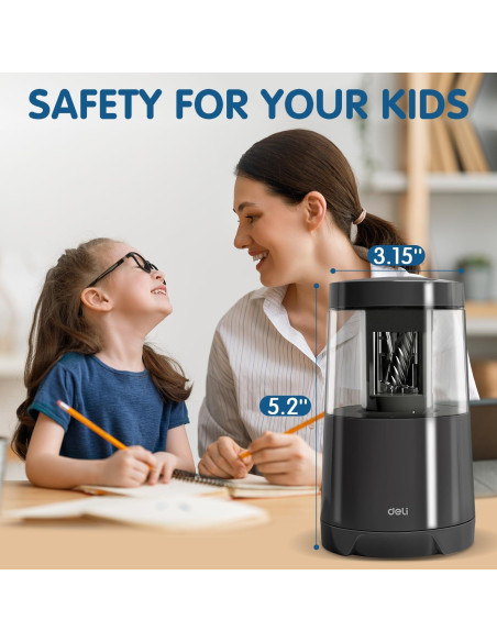 Afilador Eléctrico de Lápices Deli Negro Automático USB