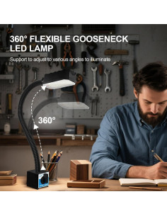 Luz de trabajo LED magnética 20W 2000LM cuello de ganso 50cm 2