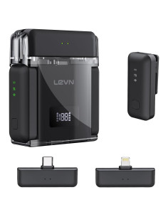 Micrófono Inalámbrico LEVN LM101 para iPhone/Android/PC, 30H Batería