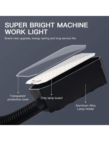 Luz de trabajo LED magnética 20W 2000LM cuello de ganso 50cm
