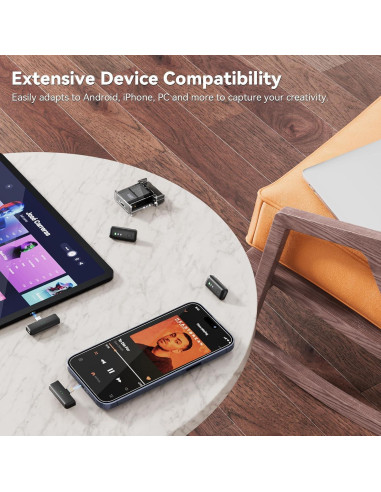 Micrófono Inalámbrico LEVN LM101 para iPhone/Android/PC, 30H Batería