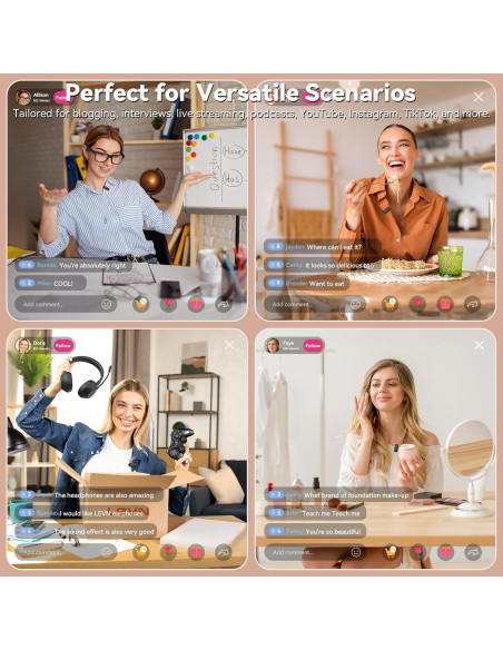 Micrófono Inalámbrico LEVN LM101 para iPhone/Android/PC, 30H Batería