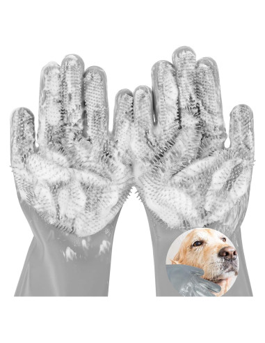 Guantes de Aseo para Mascotas AKEISHE - Silicona 5 Dedos