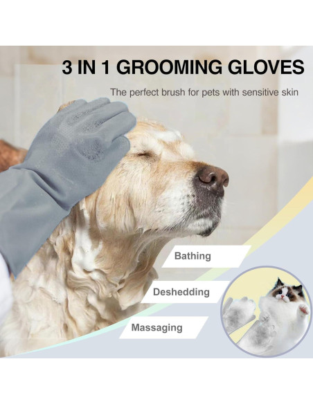 Guantes de Aseo para Mascotas AKEISHE - Silicona 5 Dedos