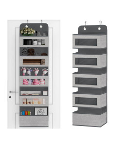 Organizador Colgante sobre la Puerta VERONLY 5 Bolsillos Gris