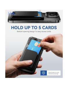 Cartera Magnética para iPhone 17/16/15/14/13/12 Pro Max - Cuero Vegano Negro con Bloqueo RFID 2