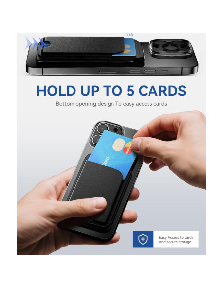 Cartera Magnética para iPhone 17/16/15/14/13/12 Pro Max - Cuero Vegano Negro con Bloqueo RFID